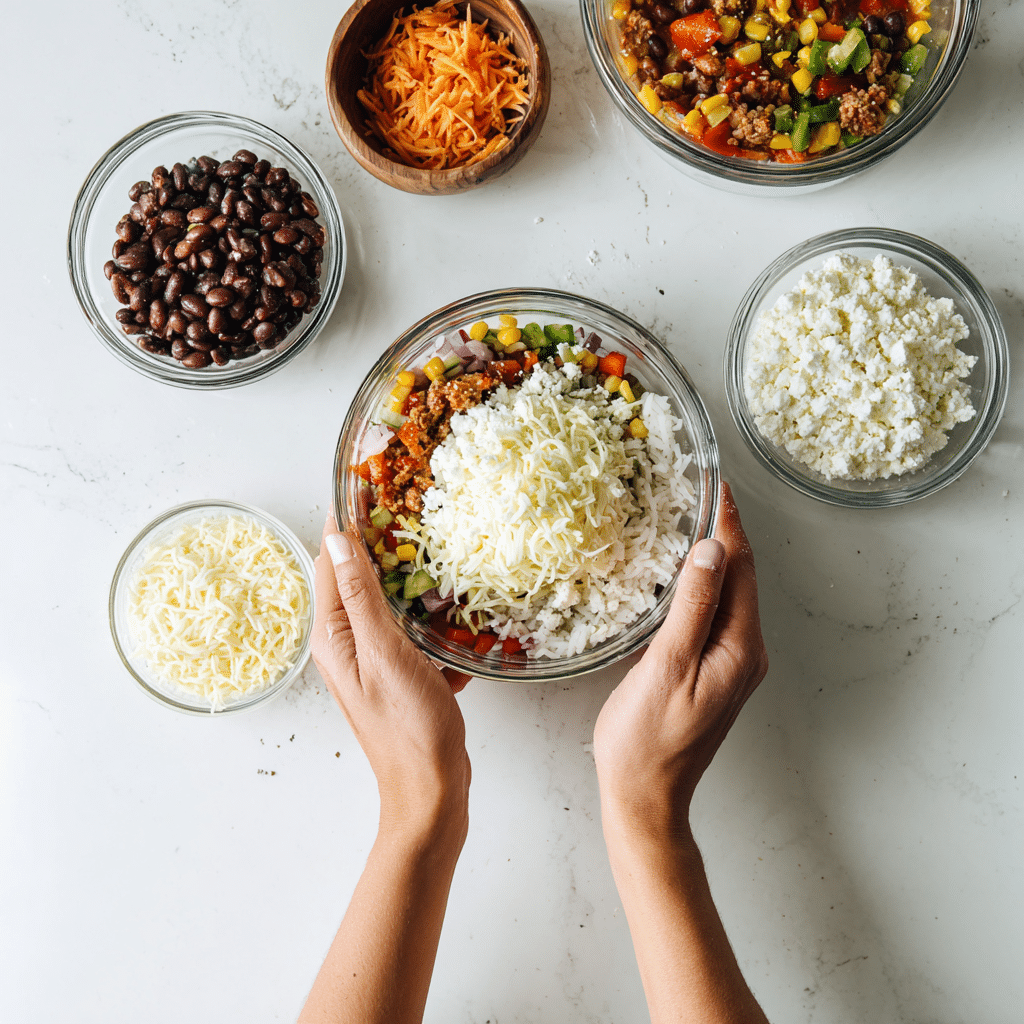 High Protein Taco Bowl Cottage Cheese – Easy, Healthy Lunch Idea 6 Assembling high protein taco bowl step by step