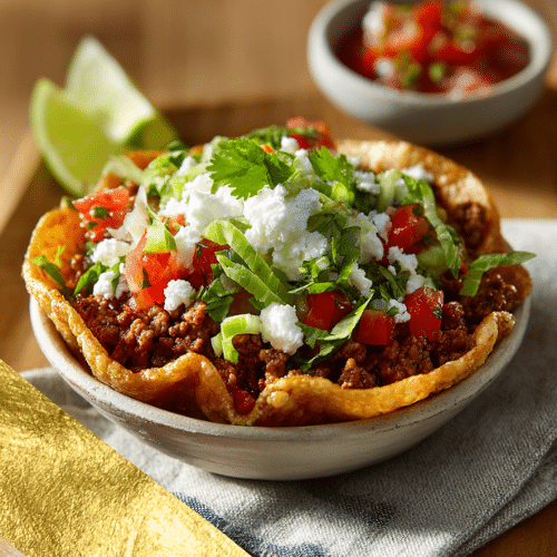 High Protein Taco Bowl Cottage Cheese – Easy, Healthy Lunch Idea 7 Served high protein taco bowl cottage cheese with toppings