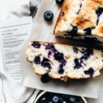 Blueberry Cloud Cottage Cheese Bread: Your New Go-To Breakfast Delight 6 Sliced blueberry cloud cottage cheese bread with yogurt and honey on a brunch plate